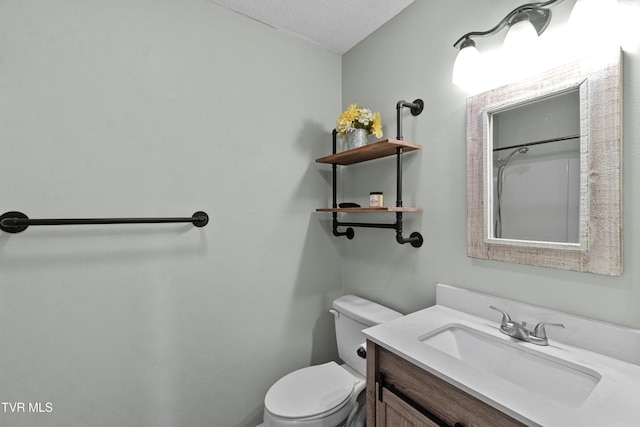 3500 Old Stage Rd, Chuckey, TN 37641 - full bath with vanity, a textured ceiling, and a shower with curtain