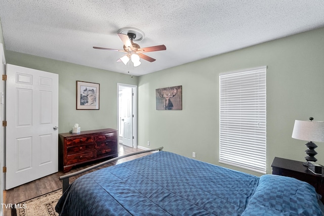 3500 Old Stage Rd, Chuckey, TN 37641 - bedroom featuring wood finished floors, a textured ceiling, and a ceiling fan