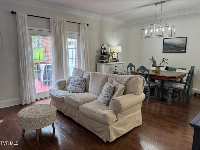 700 NW The Terrace St Unit D, Norton, VA 24273 - living area with dark wood-type flooring, a chandelier, and crown molding