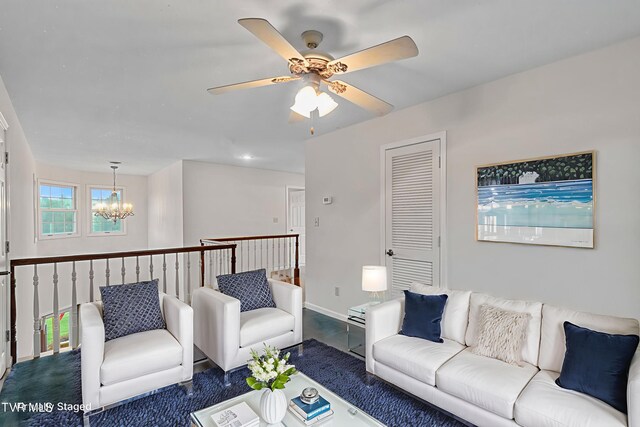 945 Dashaway Rd, Chuckey, TN 37641 - living area with a chandelier and a ceiling fan