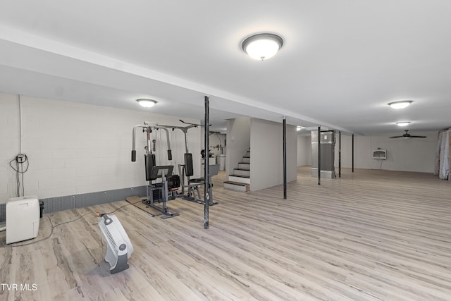 945 Dashaway Rd, Chuckey, TN 37641 - workout room featuring wood finished floors and concrete block wall