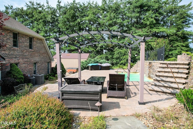 945 Dashaway Rd, Chuckey, TN 37641 - view of patio with a pergola, an outdoor living space, and an outdoor pool