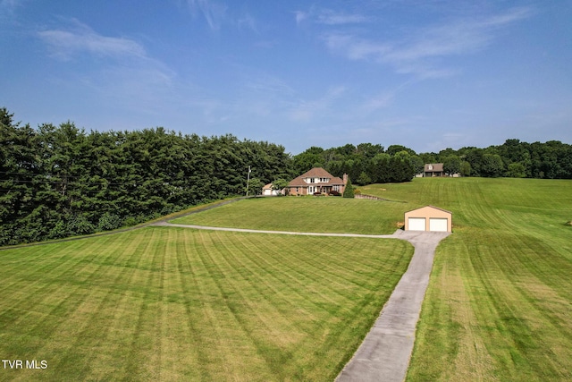945 Dashaway Rd, Chuckey, TN 37641 - view of grassy yard with an outbuilding, a detached garage, and driveway