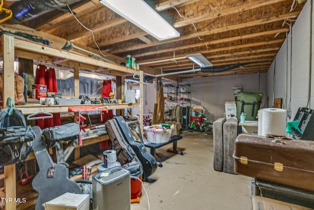 208 Hallock Pl, Abingdon, VA 24210 - unfinished basement with a workshop area and concrete block wall