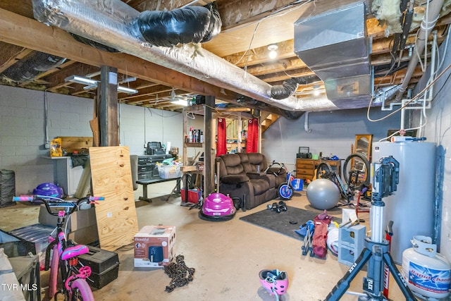 208 Hallock Pl, Abingdon, VA 24210 - unfinished below grade area featuring gas water heater and concrete block wall