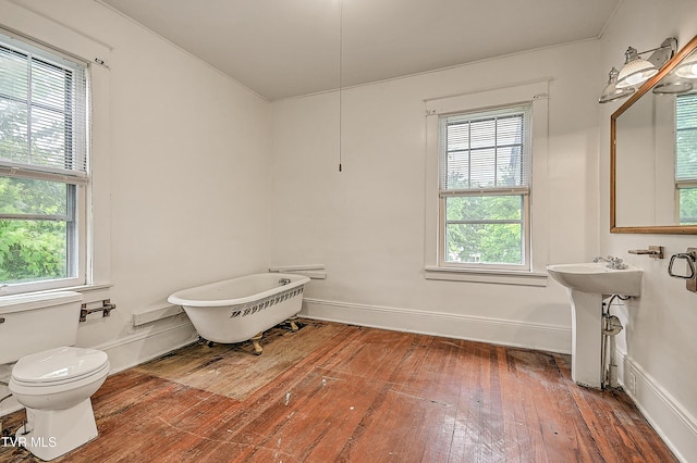 1149 Moorland Ave, Bristol, VA 24201 - bathroom with a freestanding tub, hardwood / wood-style floors, and plenty of natural light