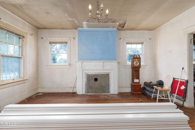 1411 E Unaka Ave, Johnson City, TN 37601 - living room featuring wood finished floors, healthy amount of natural light, and a chandelier