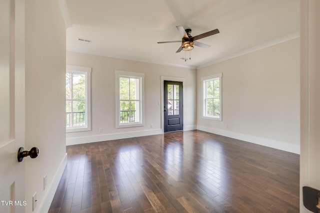 2009 Idle Hour Rd, Kingsport, TN 37660 - entrance foyer with healthy amount of natural light, ornamental molding, ceiling fan, and dark wood-style flooring