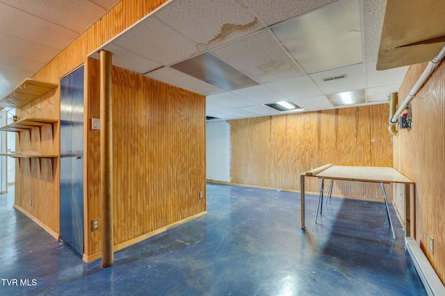 256 S Creek Ct, Kingsport, TN 37663 - finished basement featuring wood walls and a drop ceiling