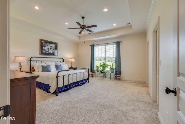 1645 Old Stagecoach Rd, Jonesborough, TN 37659 - carpeted bedroom with a raised ceiling, recessed lighting, and a ceiling fan