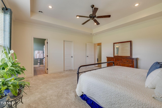 1645 Old Stagecoach Rd, Jonesborough, TN 37659 - carpeted bedroom with a tray ceiling, recessed lighting, and crown molding