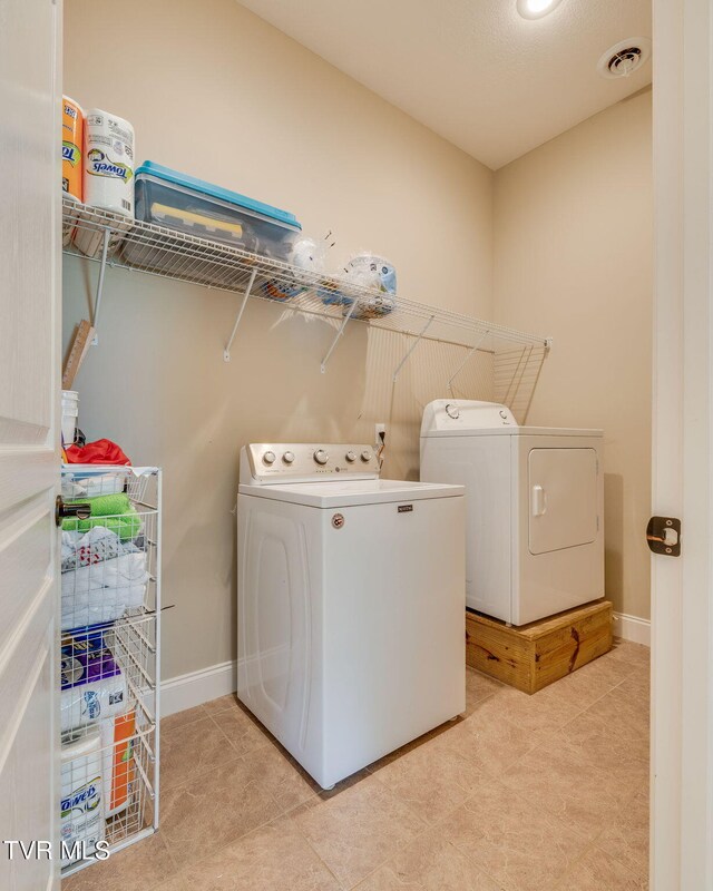 1645 Old Stagecoach Rd, Jonesborough, TN 37659 - laundry area with washer and dryer and light tile patterned floors