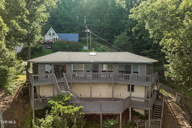 22627 Montego Bay Rd, Abingdon, VA 24211 - view of front of house with stairway, a shingled roof, and a deck