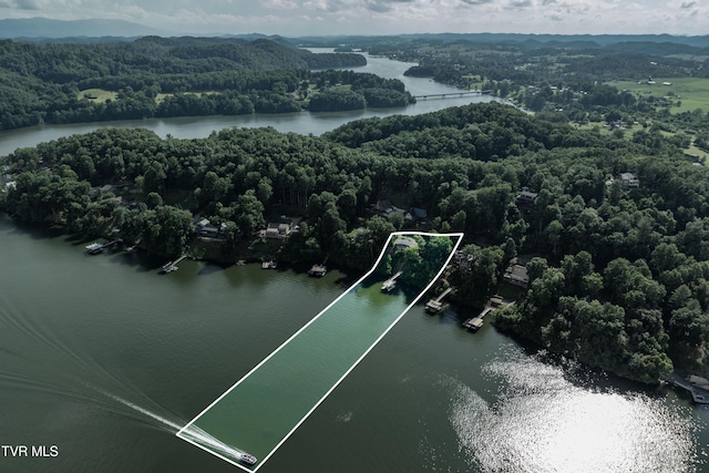 22627 Montego Bay Rd, Abingdon, VA 24211 - aerial view of property and surrounding area with a nearby body of water and property parcel outlined