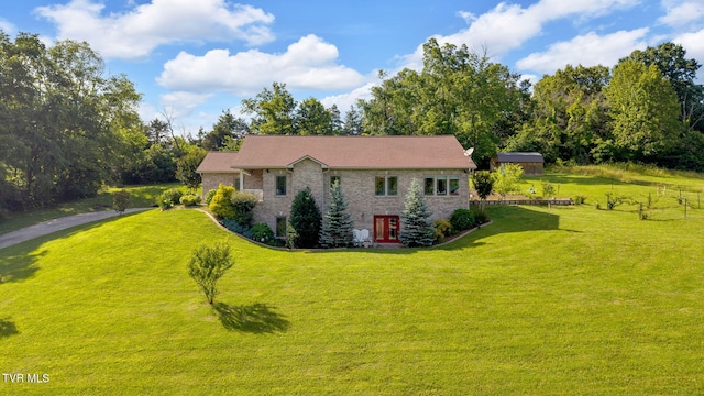 788 Watauga Rd, Watauga, TN 37694 - view of front of home with a front yard, french doors, and brick siding