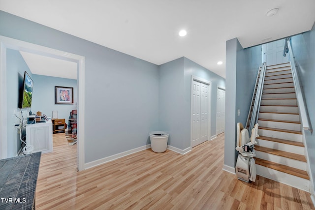 788 Watauga Rd, Watauga, TN 37694 - staircase with wood finished floors and recessed lighting