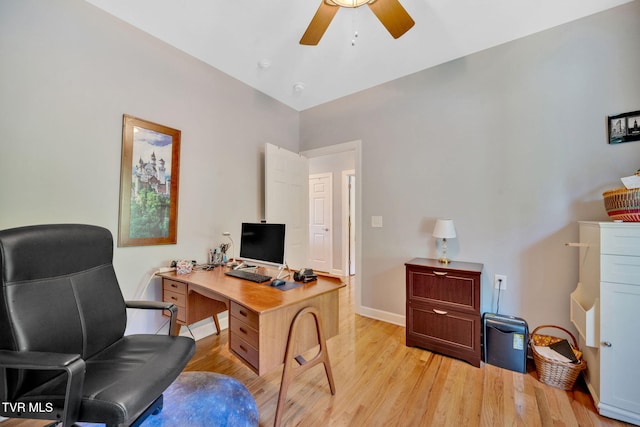 788 Watauga Rd, Watauga, TN 37694 - home office with a ceiling fan and light wood-type flooring