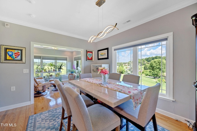 788 Watauga Rd, Watauga, TN 37694 - dining area with crown molding and light wood-style floors