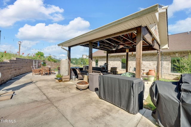 788 Watauga Rd, Watauga, TN 37694 - view of patio featuring outdoor dining area and a fire pit
