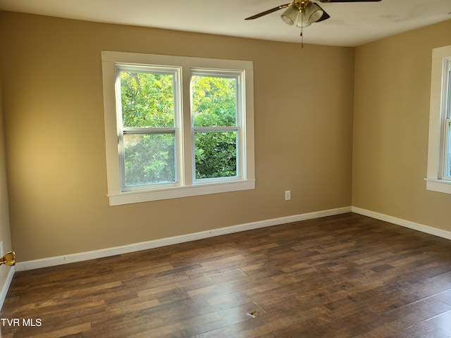 1814 Park St, Kingsport, TN 37664 - unfurnished room with plenty of natural light, ceiling fan, and dark wood finished floors