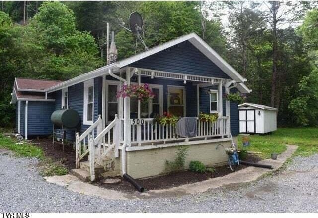 500 Guy Lloyd Rd, Erwin, TN 37650 - view of front of property with a porch and a storage shed