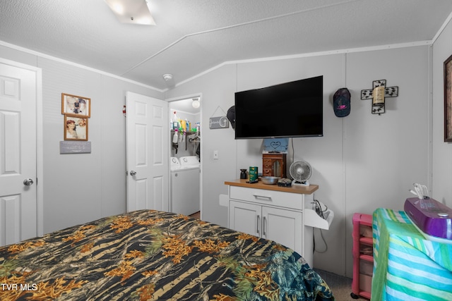 904 Briar Fork Rd, Bean Station, TN 37708 - bedroom with washing machine and clothes dryer and lofted ceiling