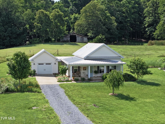 286 Sliger Rd, Jonesborough, TN 37659 - view of front of house featuring covered porch, a front yard, and asphalt driveway