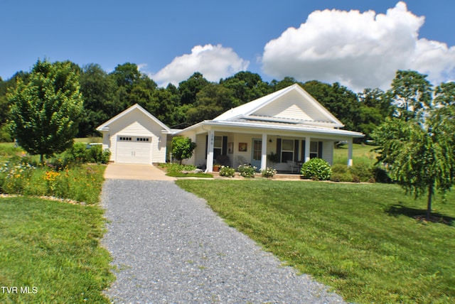 286 Sliger Rd, Jonesborough, TN 37659 - view of front of home with driveway, a porch, a front lawn, and an attached garage