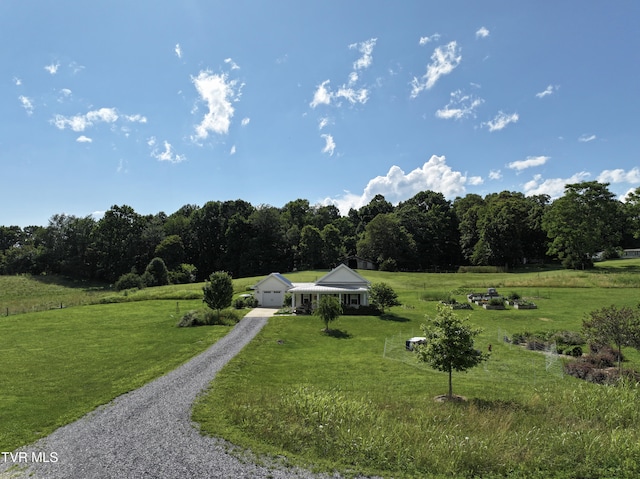 286 Sliger Rd, Jonesborough, TN 37659 - surrounding community with driveway, a yard, a view of rural / pastoral area, and a garage