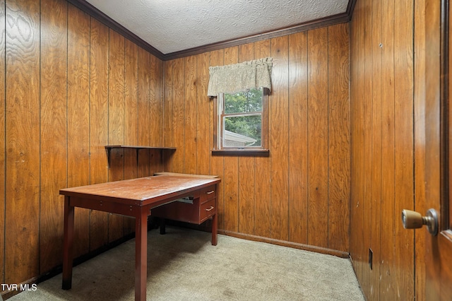 134 Richmond Hts, Jonesville, VA 24263 - office area featuring a textured ceiling, carpet, and wood walls