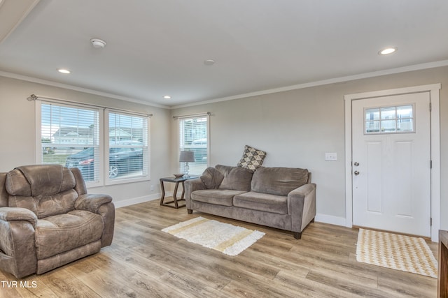 2311 Serenity Ct, Kingsport, TN 37665 - living area with crown molding, light wood-type flooring, and recessed lighting