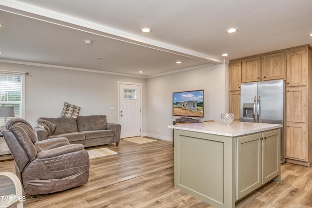 2311 Serenity Ct, Kingsport, TN 37665 - living area with crown molding, recessed lighting, and light wood finished floors