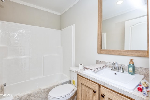 2311 Serenity Ct, Kingsport, TN 37665 - bathroom featuring vanity, ornamental molding, and shower / washtub combination