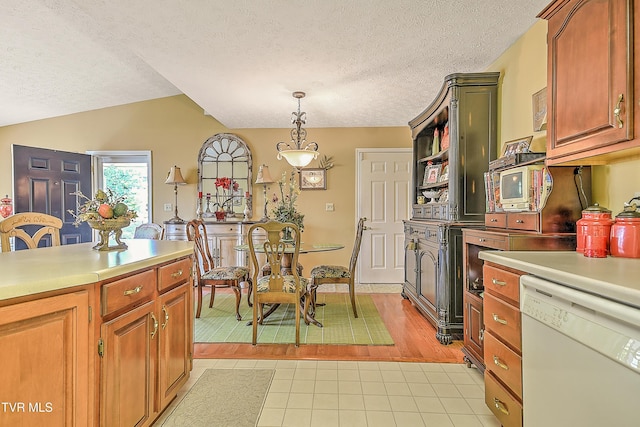 713 Teasel Dr Unit 0, Kingsport, TN 37660 - kitchen featuring dishwasher, a textured ceiling, light countertops, open shelves, and pendant lighting