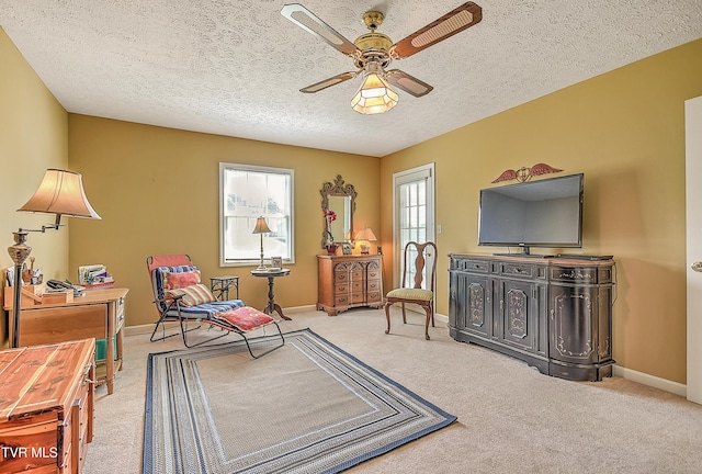 713 Teasel Dr Unit 0, Kingsport, TN 37660 - living area with a ceiling fan, carpet, and a textured ceiling