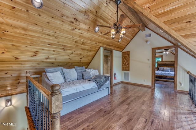 410 Eagle Ridge Rd, Roan Mountain, TN 37687 - bedroom featuring wooden ceiling and hardwood / wood-style floors