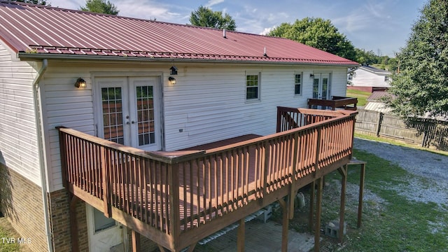 130 Kiser Cir, Jonesborough, TN 37659 - rear view of property with french doors, a wooden deck, and a metal roof