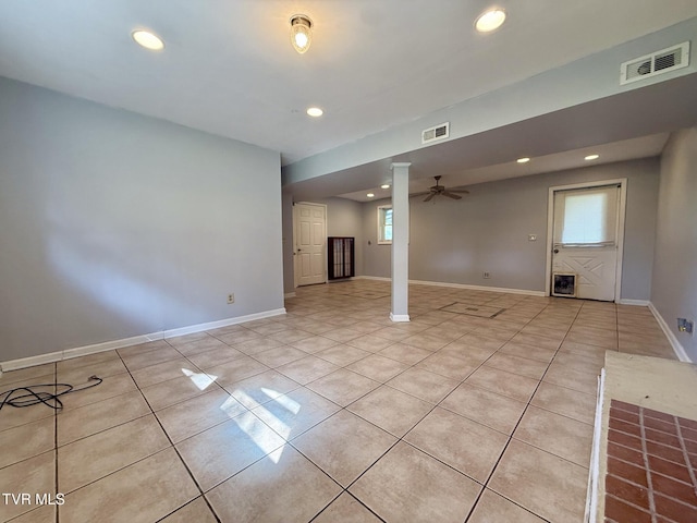130 Kiser Cir, Jonesborough, TN 37659 - basement with a ceiling fan, light tile patterned flooring, and recessed lighting