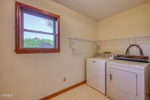 15060 Peaceful Valley Rd, Abingdon, VA 24210 - laundry area featuring separate washer and dryer, a textured ceiling, and light floors