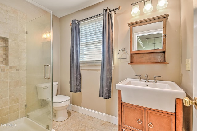 6054 Old Jonesboro Rd, Bristol, TN 37620 - bathroom with vanity, a shower stall, and tile patterned flooring