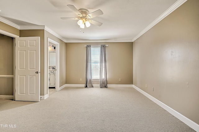 6054 Old Jonesboro Rd, Bristol, TN 37620 - empty room with light colored carpet, a ceiling fan, and ornamental molding