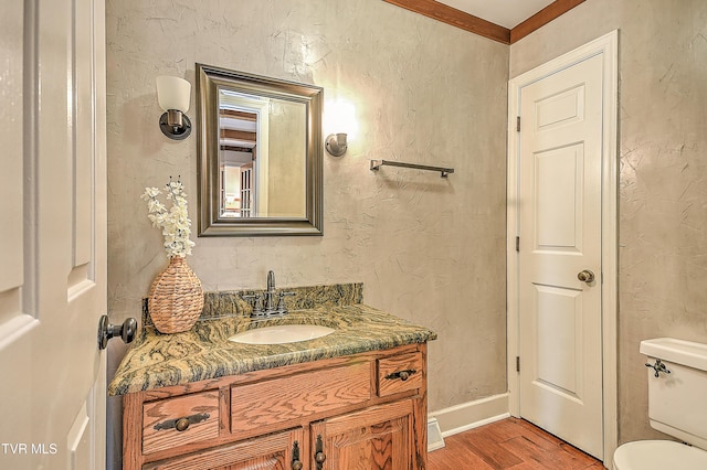 6054 Old Jonesboro Rd, Bristol, TN 37620 - half bath with wood finished floors, vanity, and a textured wall