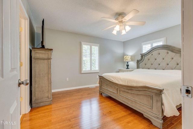 19275 Wyndale Rd, Abingdon, VA 24210 - bedroom featuring light wood-style floors, ceiling fan, and a textured ceiling