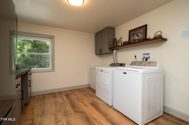 101 Ridgewood Dr, Bristol, TN 37620 - laundry room featuring cabinet space, independent washer and dryer, and light wood-style flooring