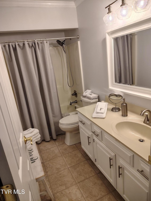 400 Sunset Dr Unit L56, Johnson City, TN 37604 - bathroom with vanity, shower / bath combination with curtain, and crown molding