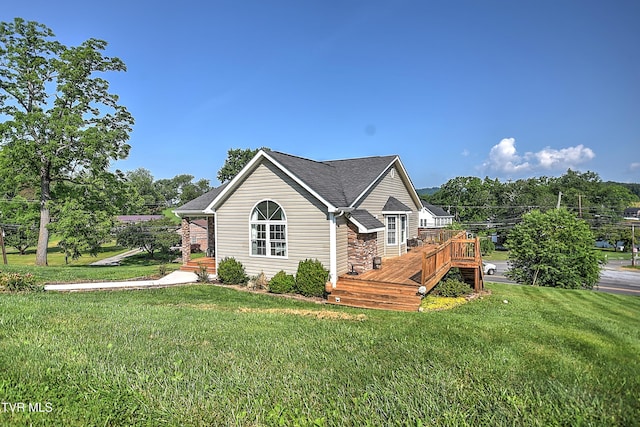 517 W Glade St, Glade Spring, VA 24340 - view of side of property with a wooden deck and a yard