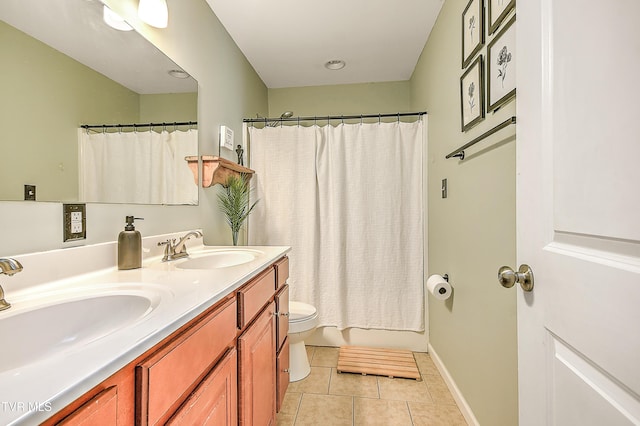 517 W Glade St, Glade Spring, VA 24340 - bathroom featuring double vanity, tile patterned flooring, and shower / bath combination with curtain