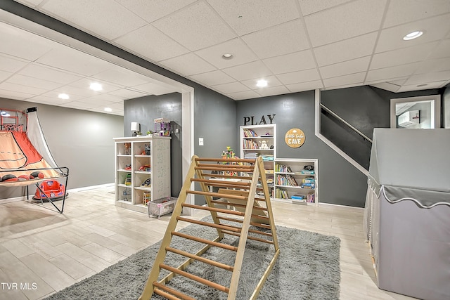 517 W Glade St, Glade Spring, VA 24340 - stairs featuring a drop ceiling, wood finished floors, and recessed lighting