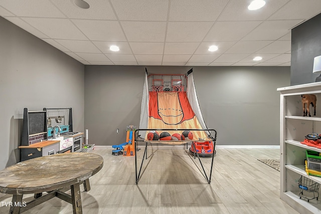517 W Glade St, Glade Spring, VA 24340 - rec room with wood finished floors, recessed lighting, and a drop ceiling
