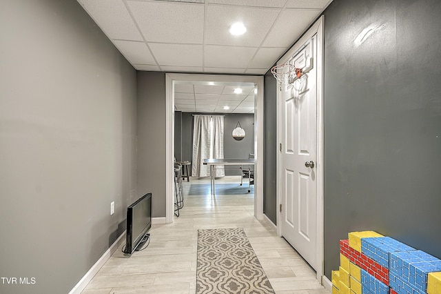 517 W Glade St, Glade Spring, VA 24340 - hallway with a paneled ceiling, recessed lighting, and light wood-style floors
